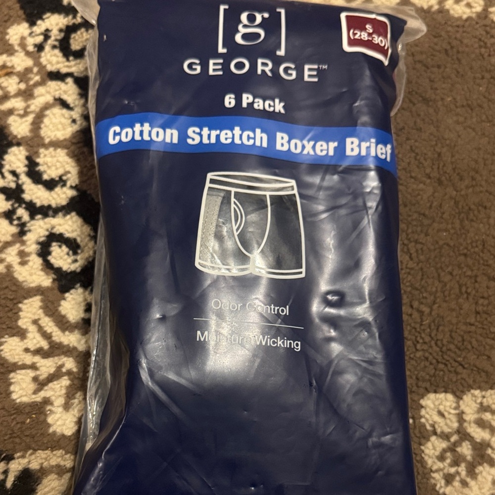 George Men's Cotton Stretch Boxer Briefs - 6 Pack - Navy